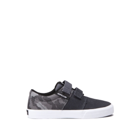 Supra STACKS II VULC VELCRO Lave Sneakers Barn Grå Camouflage/ Hvite | NO-77856